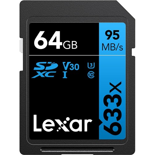 Карта памяти Lexar High-Performance 633x Blue SDXC 64GB UHS-I U3 V10, R/W 95/45 МБ/с