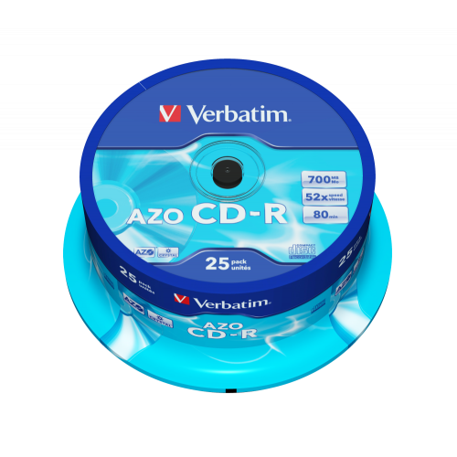 Оптический диск Verbatim CD-R 700MB 52X AZO Crystal, Spindle, 25 шт