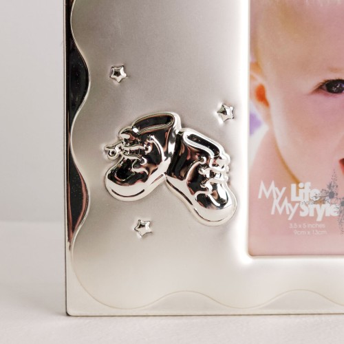 Фоторамка шкатулка Innova Baby Metal Keep Sake Box 3.5x5, металл/стекло, серебристый (Y04011)