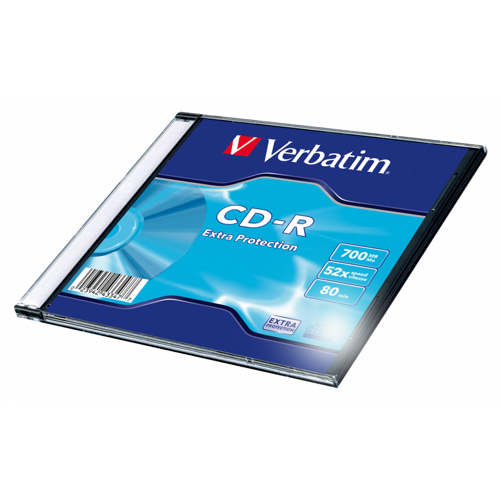 Оптический диск Verbatim CD-R 700MB 52X Extra Protection, Slim Case, 1 шт