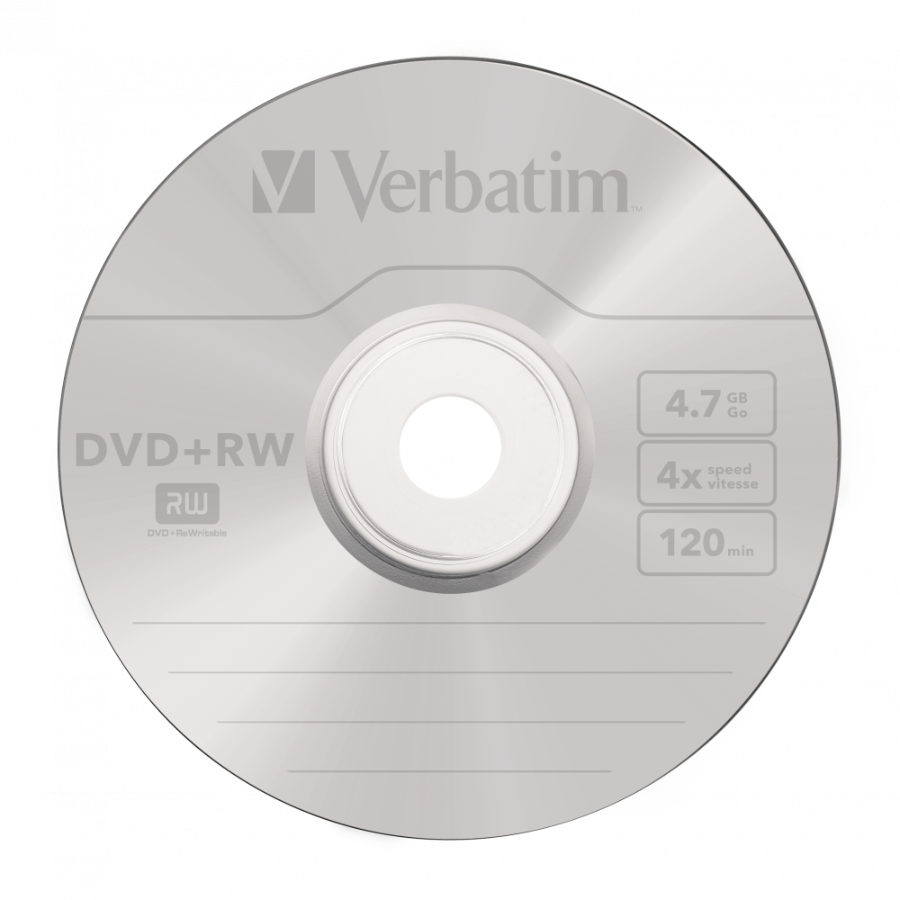 Оптический диск Verbatim DVD+RW 4.7GB 4X SERL Matt Silver, Spindle, 25 шт