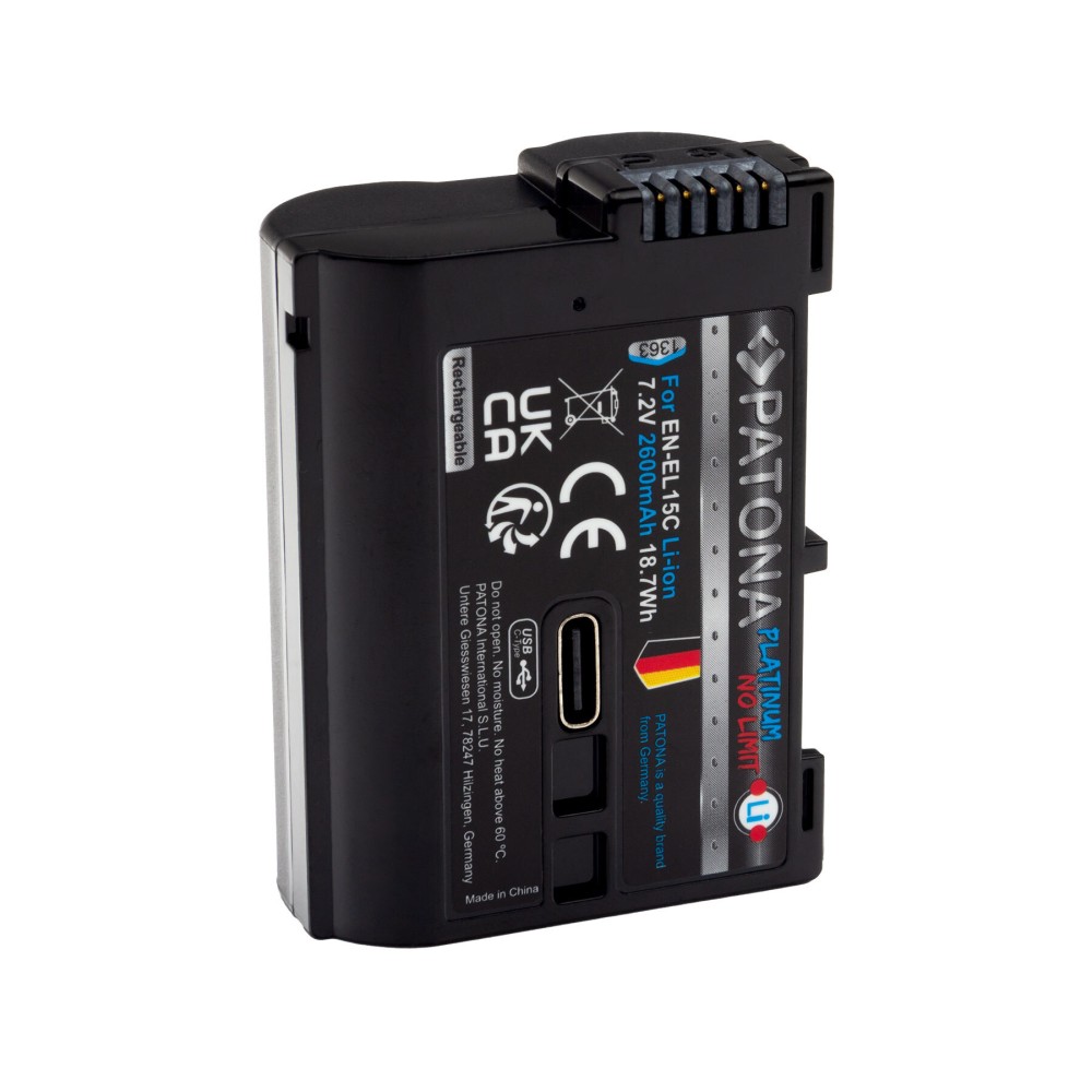 Аккумулятор Patona Platinum для Nikon EN-EL15C с входом USB-C