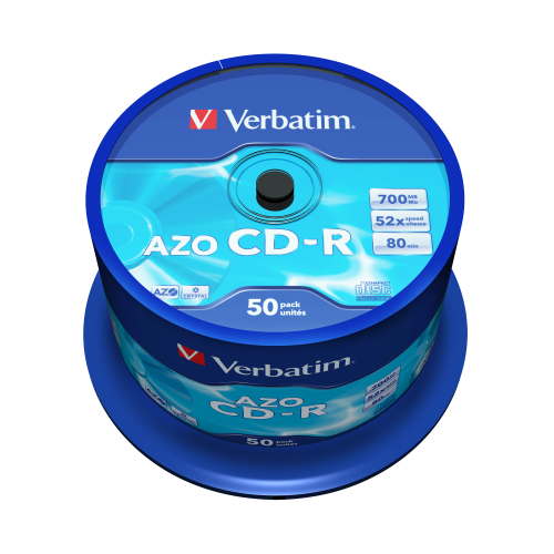 Оптический диск Verbatim CD-R 700MB 52X AZO Crystal, Spindle, 50шт