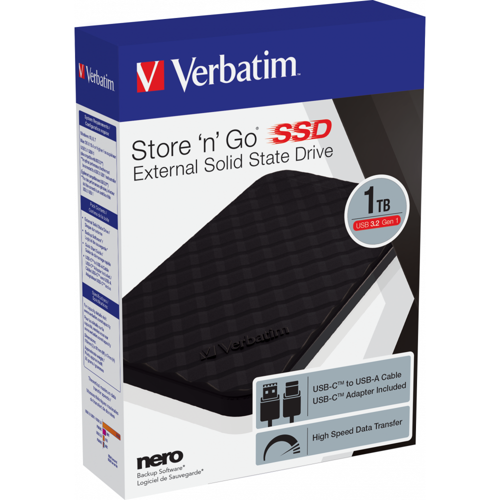 Внешний накопитель Verbatim Store 'n' Go SSD USB 3.2 Gen1 Type-C 1TB