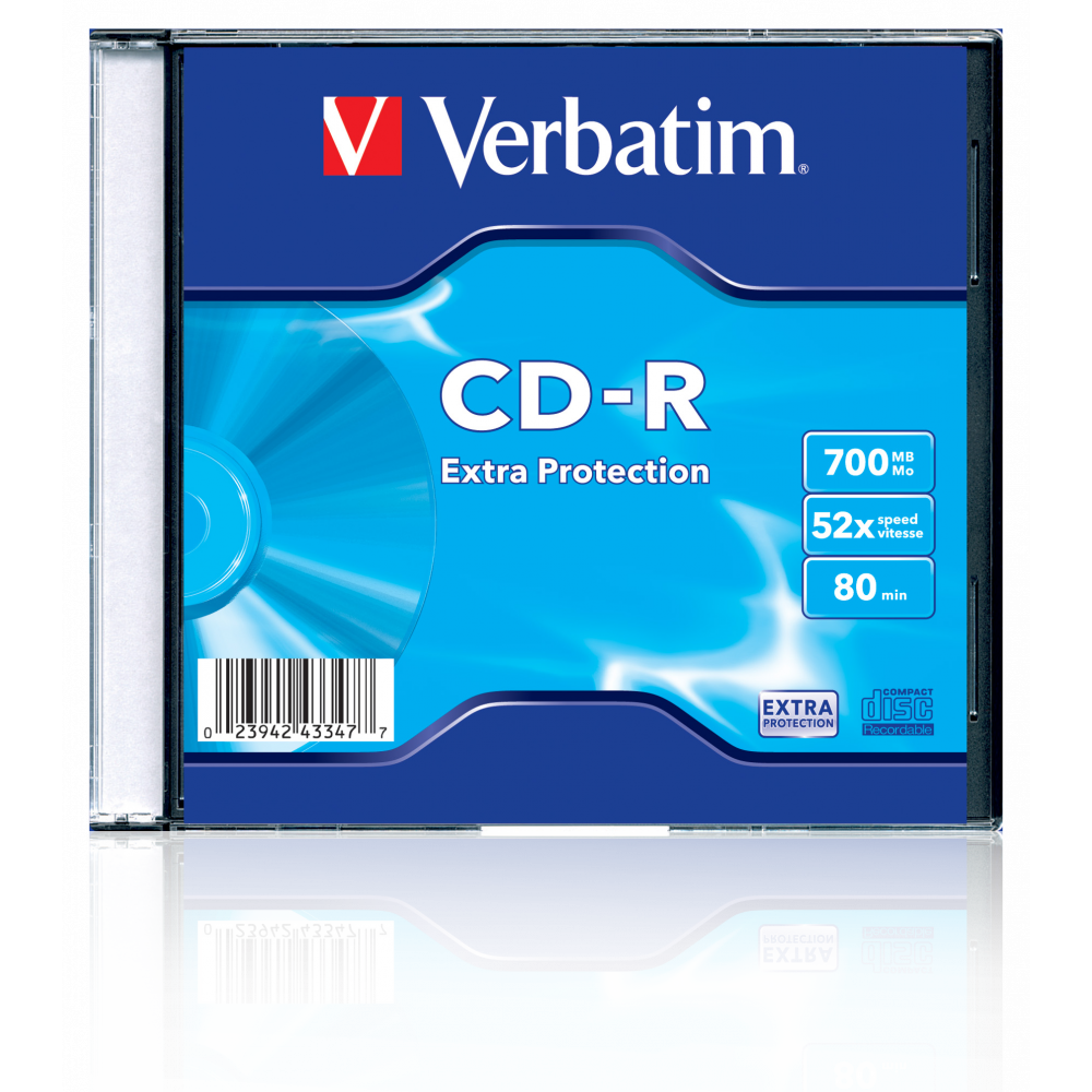 Оптический диск Verbatim CD-R 700MB 52X Extra Protection, Slim Case, 1 шт
