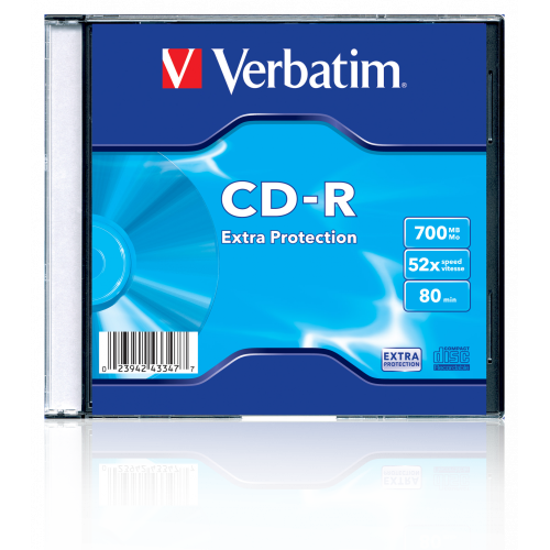 Оптический диск Verbatim CD-R 700MB 52X Extra Protection, Slim Case, 1 шт