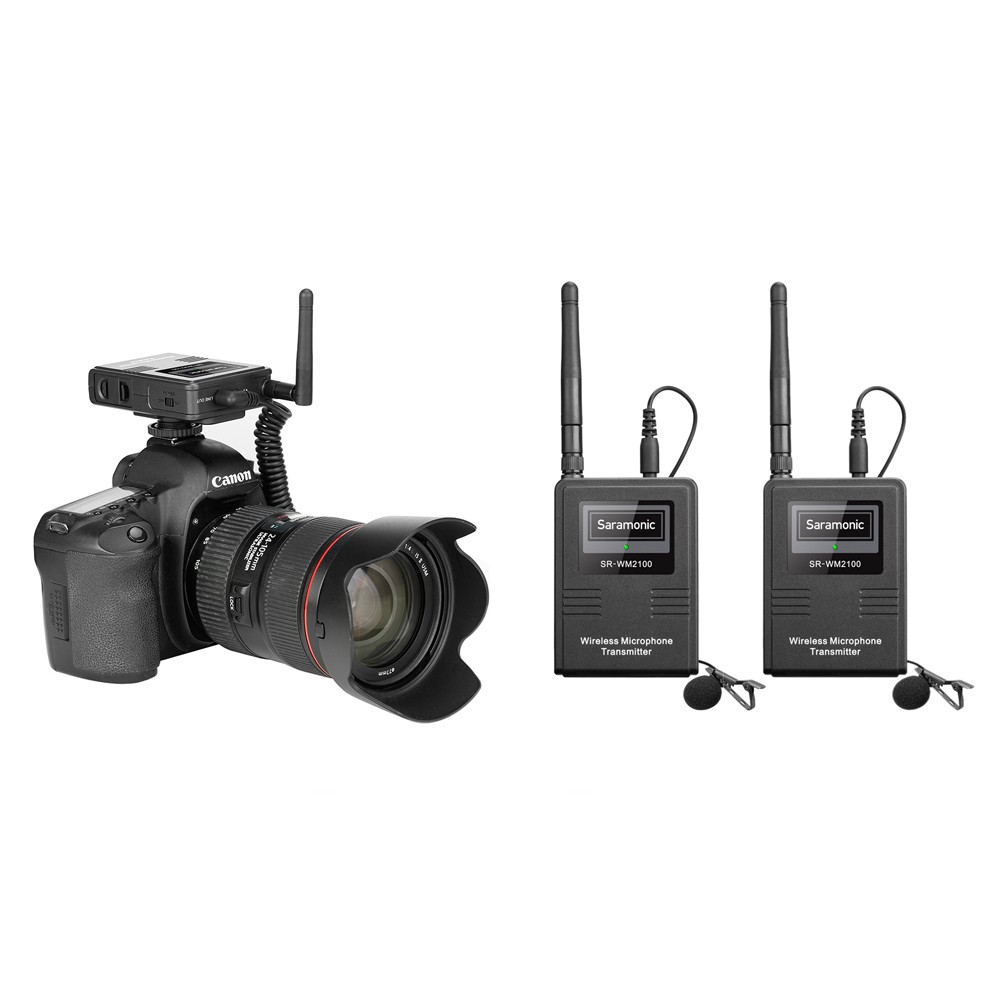 Радиосистема Saramonic SR-WM2100 приемник + 2 передатчика, 2,4ГГц, разъем 3,5 мм