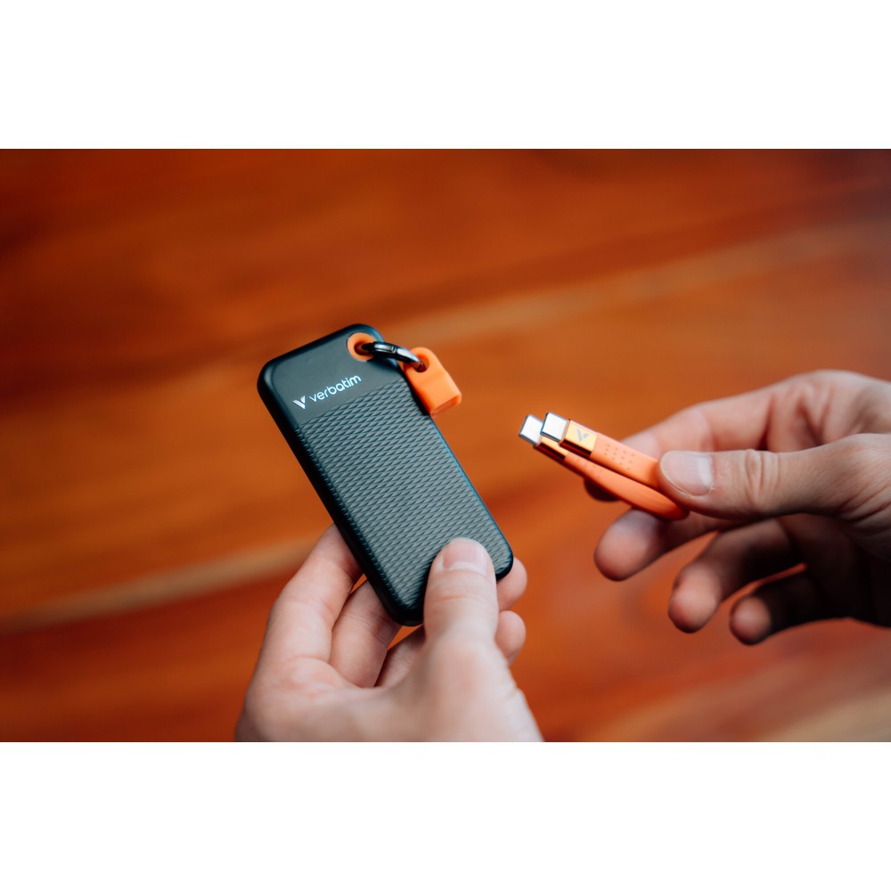 Внешний накопитель Verbatim Pocket SSD 1TB, USB 3.2 Gen2, R/W 1000/1000 МБ/с черный/оранж