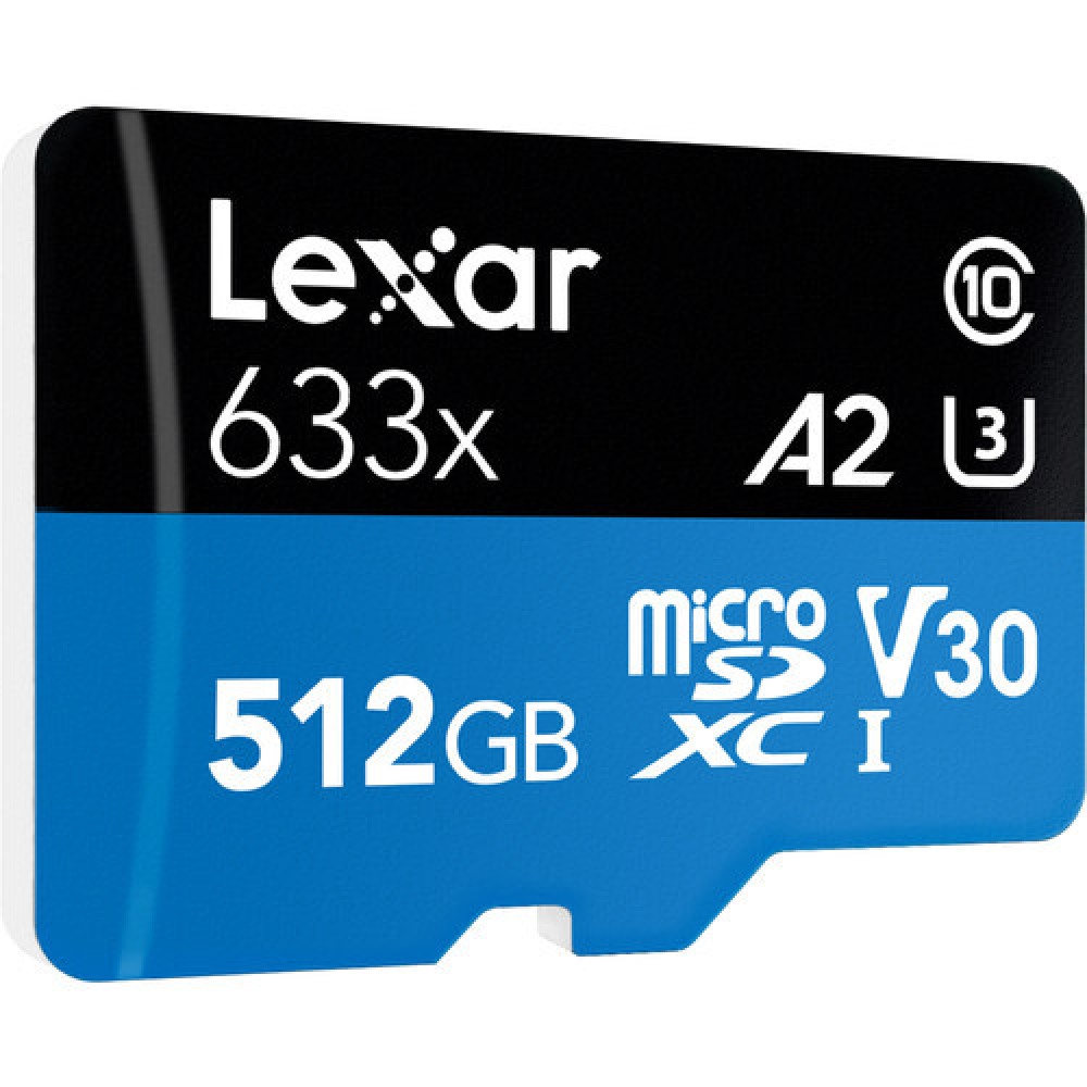Карта памяти Lexar High-Performance 633x Blue microSDXC 512GB UHS-I U3 V30 A2, R/W 100/70 МБ/с