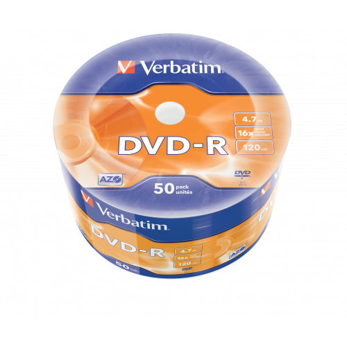 Оптический диск Verbatim DVD-R 4.7GB 16X AZO Matt Silver, Bulk, 50 шт