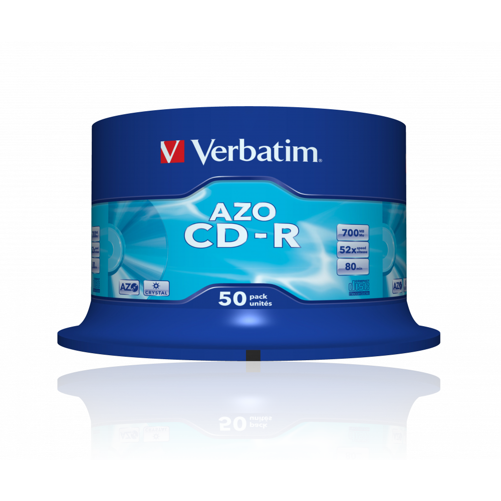Оптический диск Verbatim CD-R 700MB 52X AZO Crystal, Spindle, 50шт