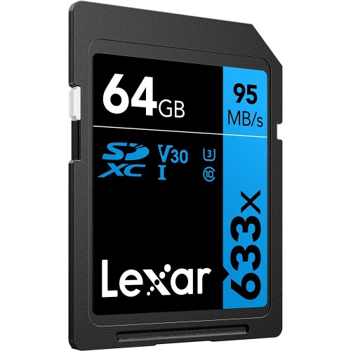 Карта памяти Lexar High-Performance 633x Blue SDXC 64GB UHS-I U3 V10, R/W 95/45 МБ/с