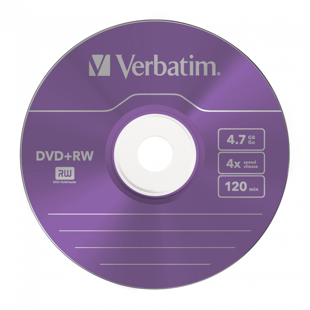 Оптический диск Verbatim DVD+RW 4.7GB 4X SERL Colour, Slim Case, 5 шт
