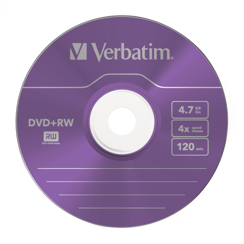 Оптический диск Verbatim DVD+RW 4.7GB 4X SERL Colour, Slim Case, 5 шт