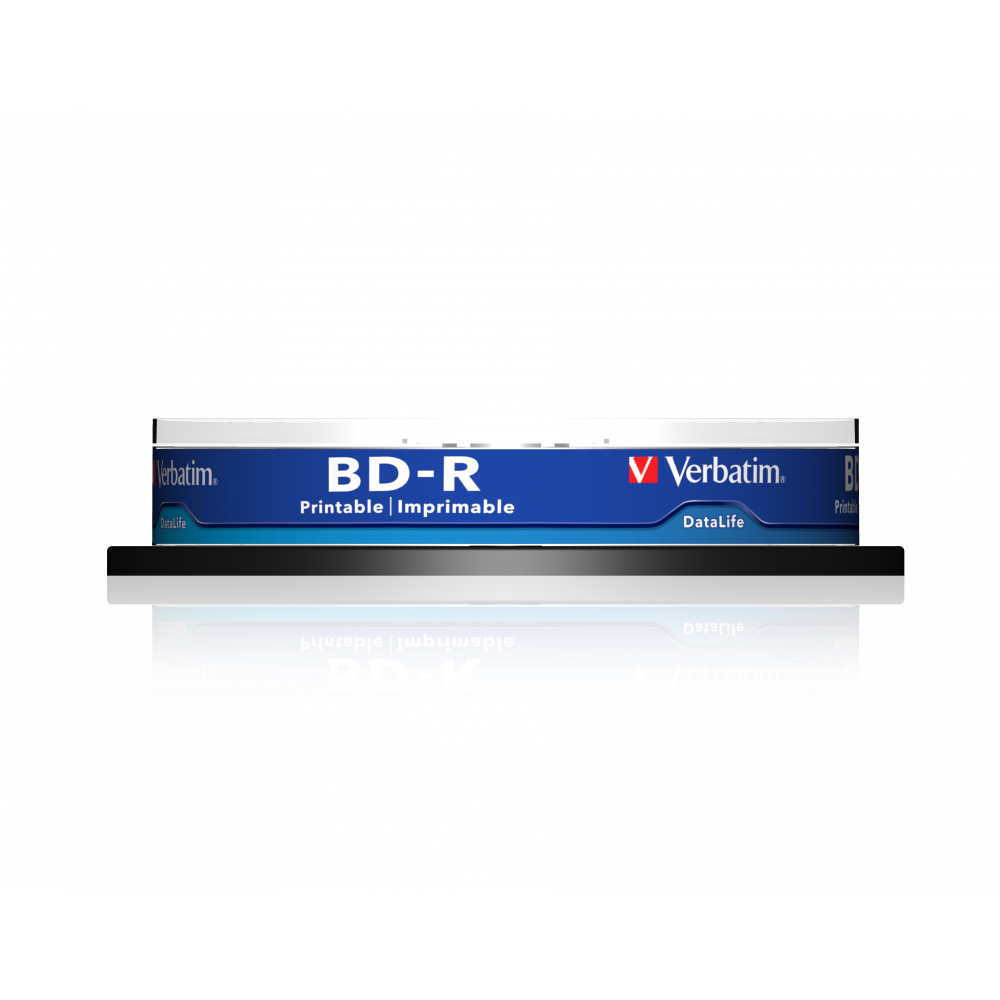 Оптический диск Verbatim BD-R SL 25GB 6X Datalife Wide Inkjet Printable, Spindle, 10 шт