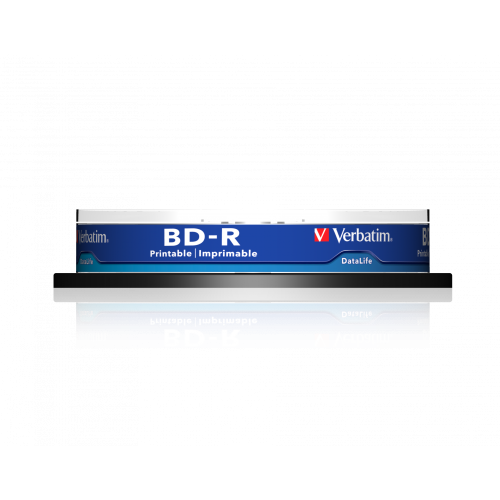 Оптический диск Verbatim BD-R SL 25GB 6X Datalife Wide Inkjet Printable, Spindle, 10 шт