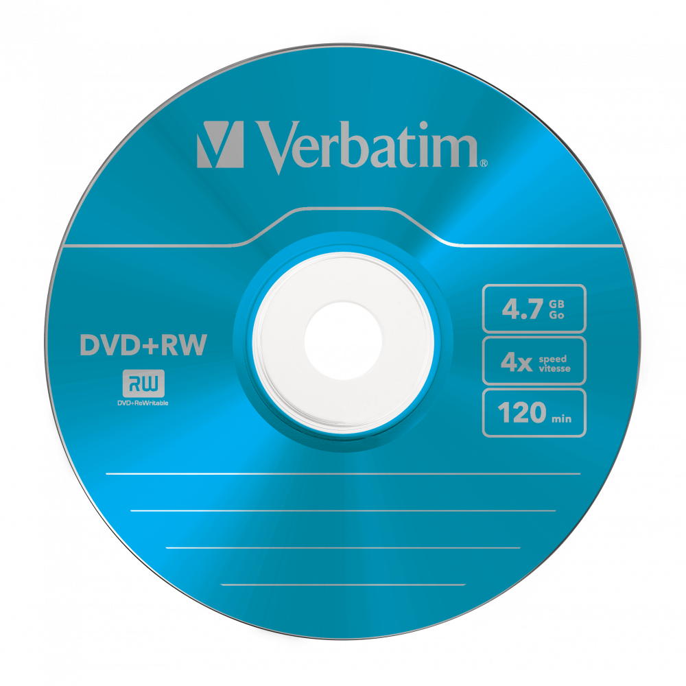 Оптический диск Verbatim DVD+RW 4.7GB 4X SERL Colour, Slim Case, 5 шт