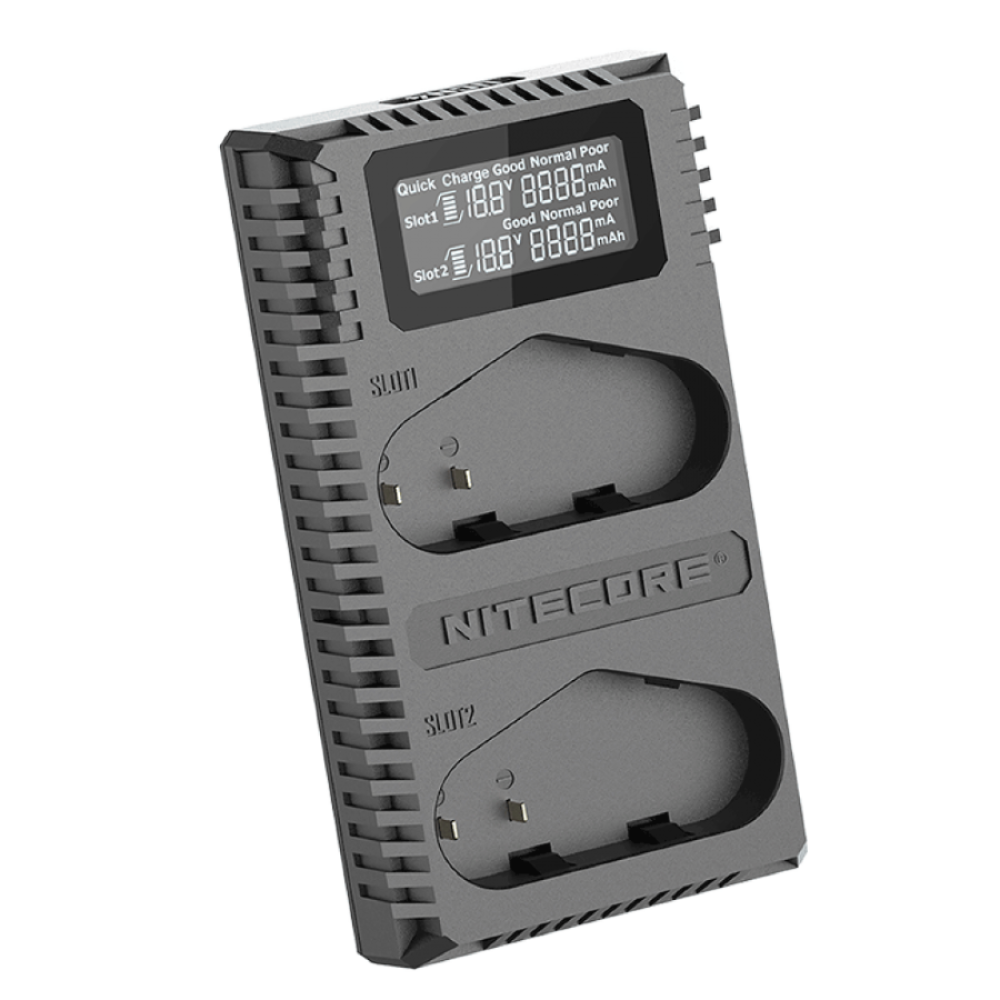 Зарядное устройство Nitecore UCN4PRO Dual Slot USB Charger QC 2.0 для аккумуляторов LP-E19/LP-E4/LP-