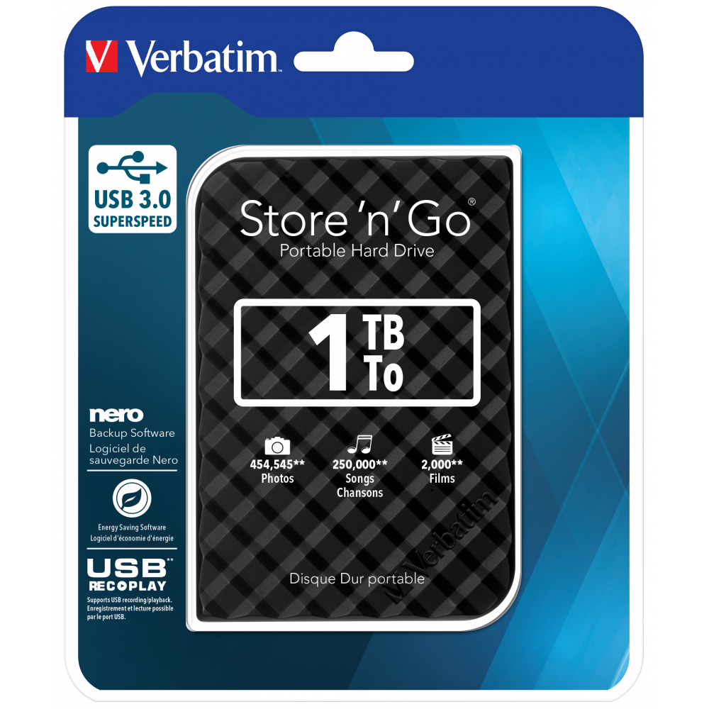 Внешний накопитель Verbatim Store 'n' Go 2.5" HDD USB 3.0 1TB black