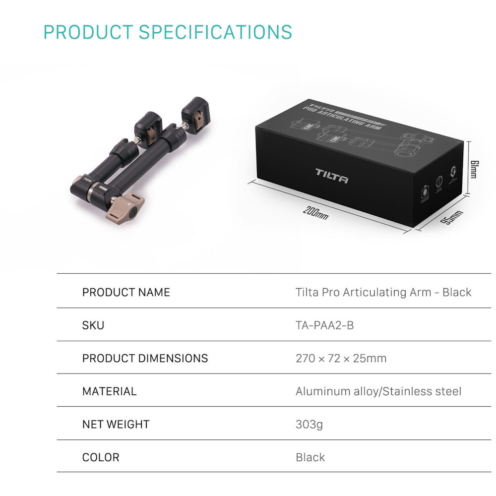 Кронштейн шарнирный Tilta Pro с двумя шаровыми головками (TA-PAA2-B) черный