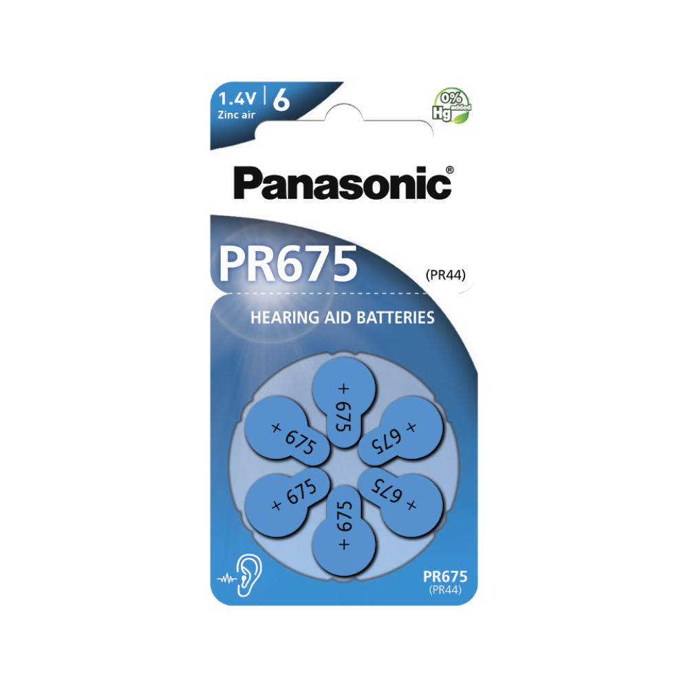 Батарейки Panasonic Red Zink PR-675P(PR44) солевые 6 шт для слуховых аппаратов