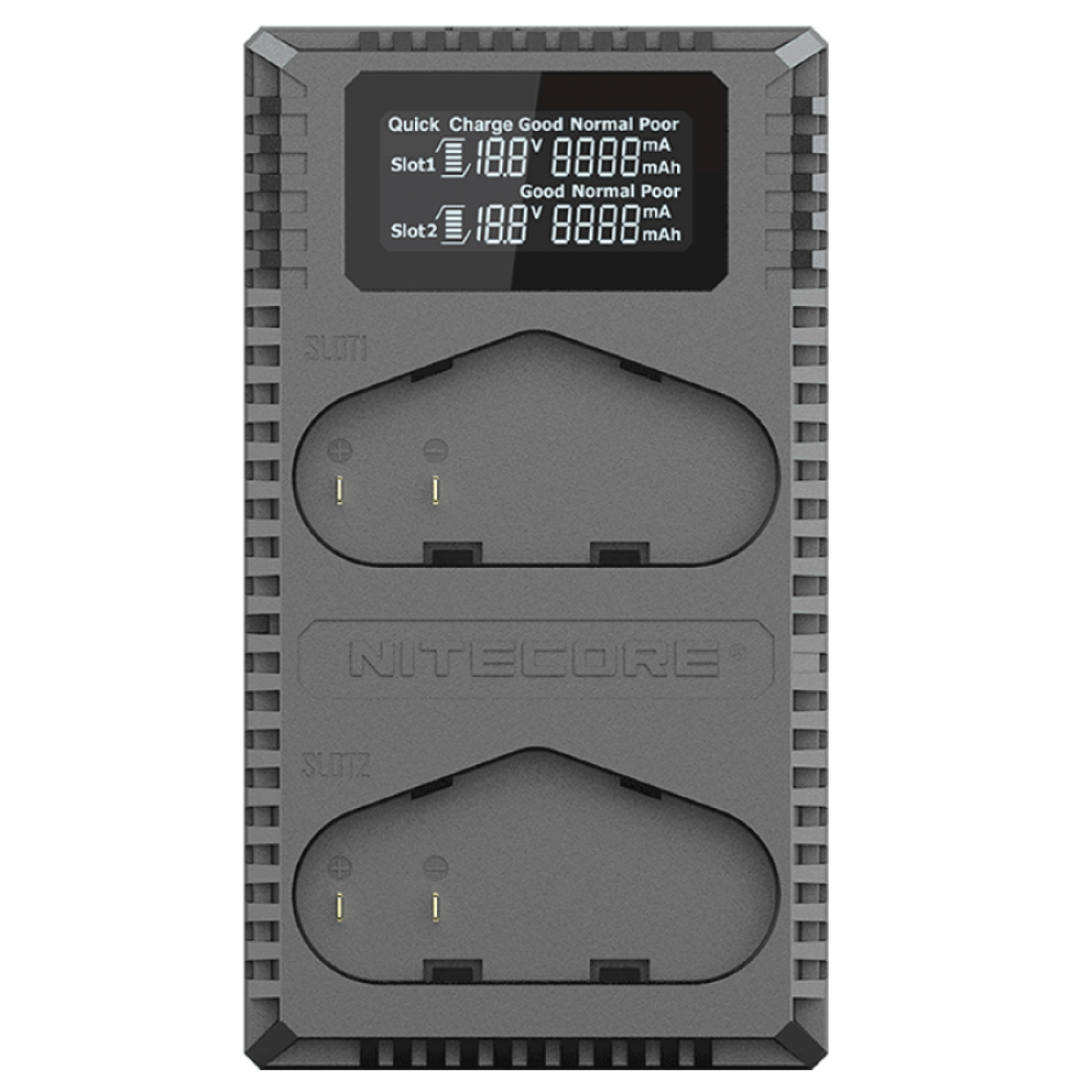Зарядное устройство Nitecore UCN4PRO Dual Slot USB Charger QC 2.0 для аккумуляторов LP-E19/LP-E4/LP-