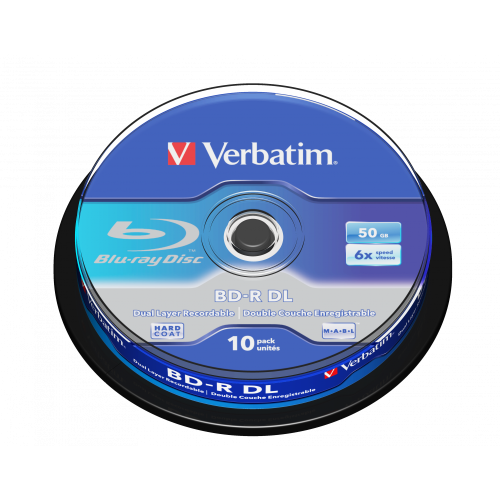 Оптический диск Verbatim BD-R DL 50GB 6X HardCoat, Spindle, 10 шт