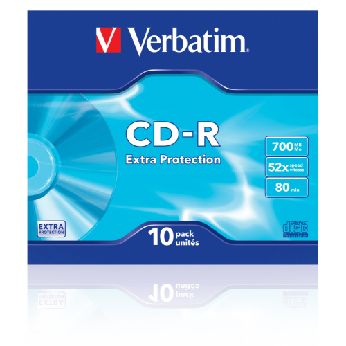 Оптический диск Verbatim CD-R 700MB 52X Extra Protection, Slim Case, 10 шт