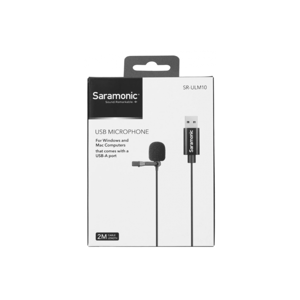 Микрофон петличный Saramonic SR-ULM10 для компьютера с кабелем 2 м, разъем USB