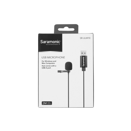 Микрофон петличный Saramonic SR-ULM10 для компьютера с кабелем 2 м, разъем USB