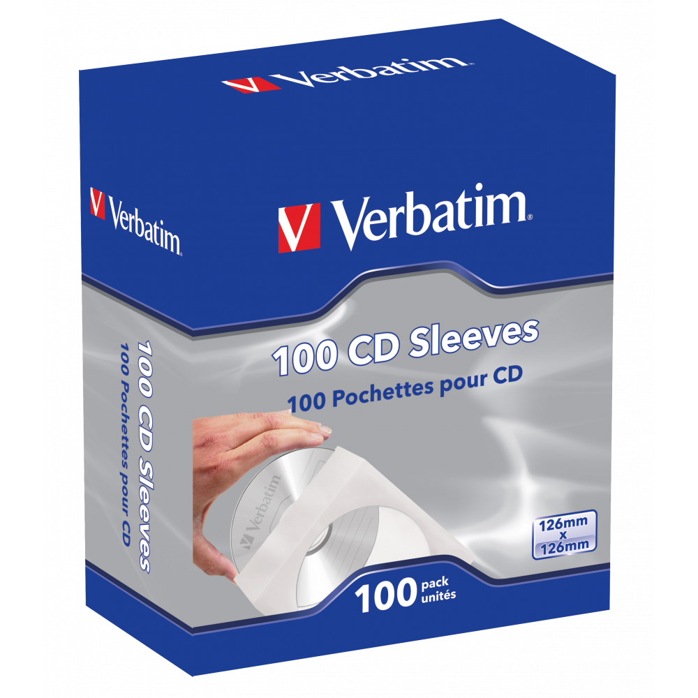 Конверты Verbatim 100 CD Sleeves для оптических дисков, бумажные, 100 шт