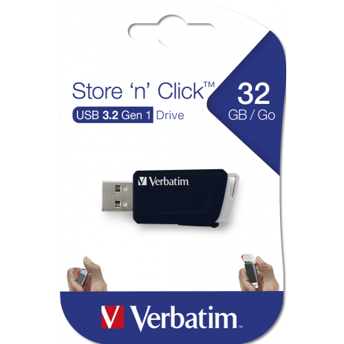 Флеш-накопитель Verbatim Store 'n' Click USB 3.2 Gen 1 32GB, R/W 80/25 МБ/с