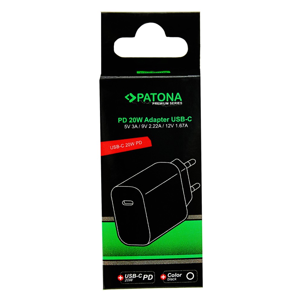 Сетевое зарядное устройство Patona Premium PD20W ADAPTER 1xUSB-C