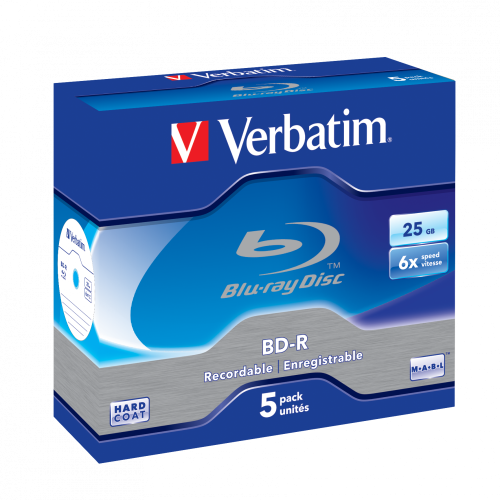 Оптический диск Verbatim BD-R SL 25GB 6X HardCoat, Jewel Case, 5 шт