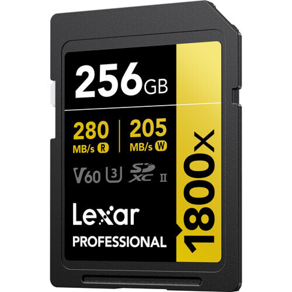 Карта памяти Lexar Professional 1800x Gold SDXC 256GB UHS-II U3 V60, R/W 280/205 МБ/с