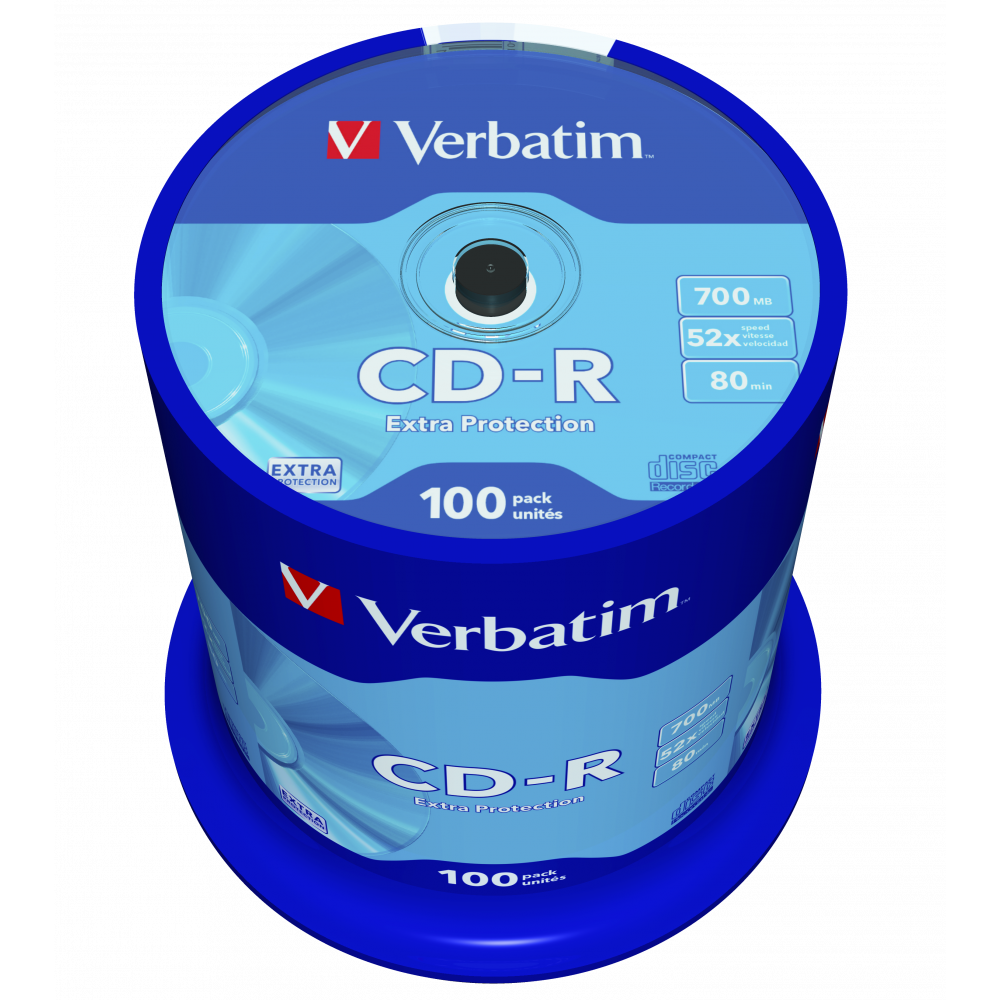 Оптический диск Verbatim CD-R 700MB 52X Extra Protection, Spindle, 100 шт