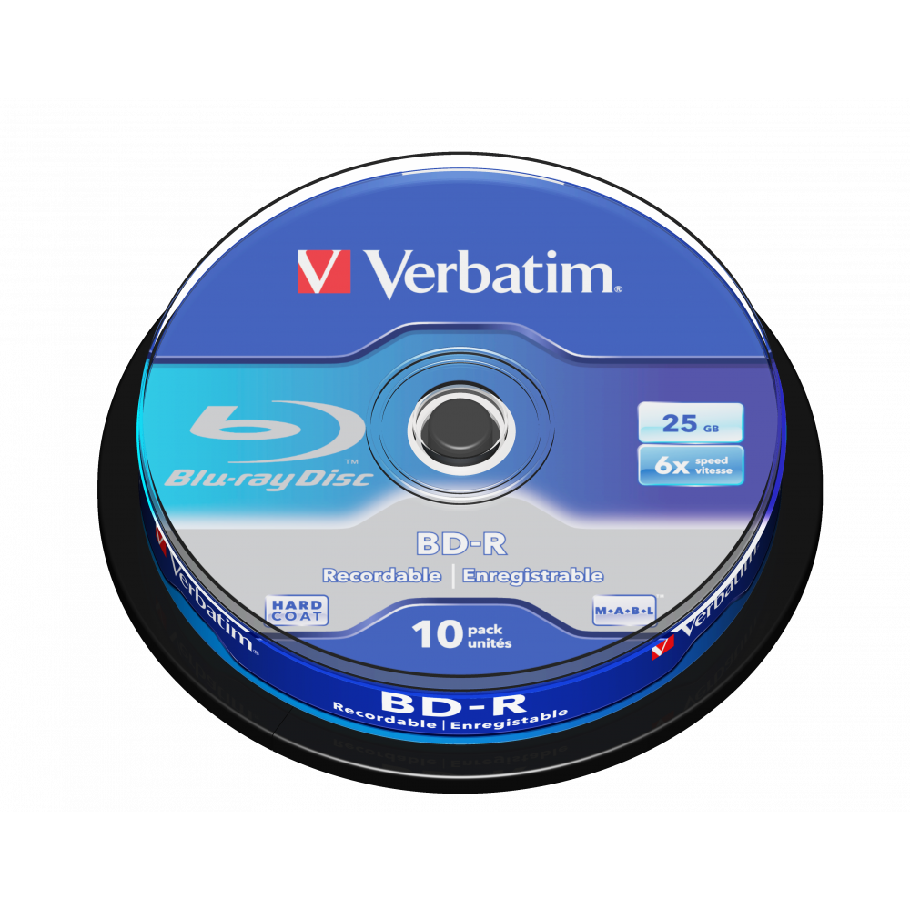 Оптический диск Verbatim BD-R SL 25GB 6X HardCoat, Spindle, 10 шт