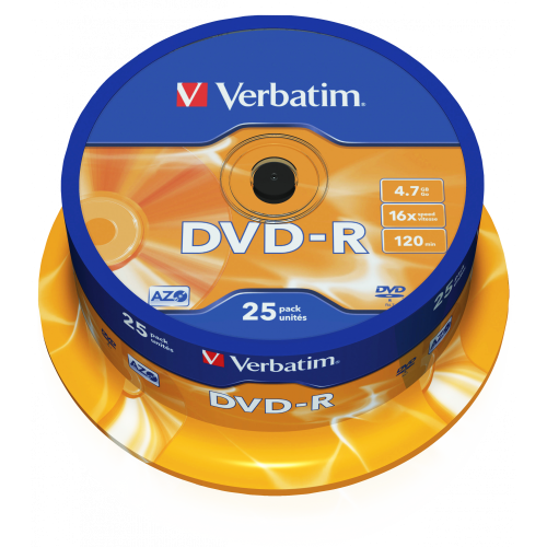 Оптический диск Verbatim DVD-R 4.7GB 16X AZO Matt Silver, Spindle, 25 шт