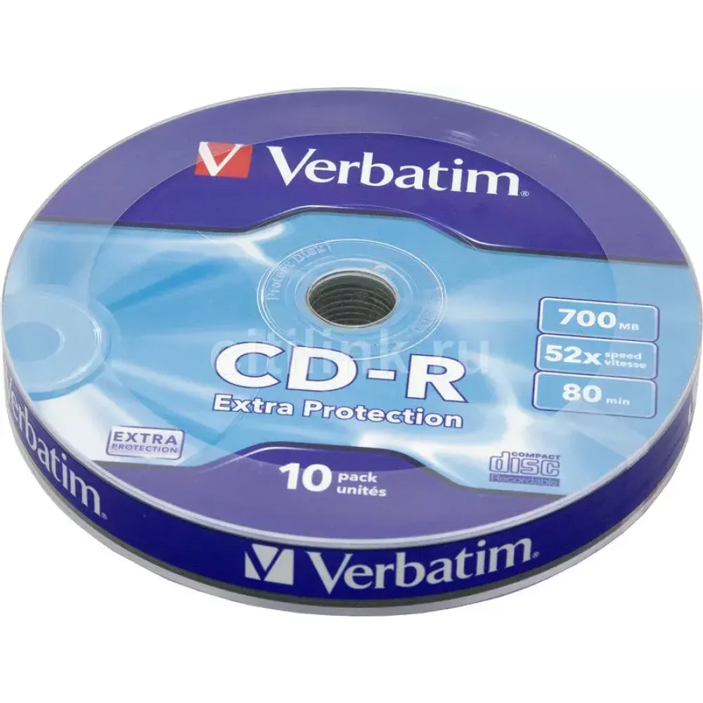 Оптический диск Verbatim CD-R 700MB 52X Extra Protection, Bulk, 10 шт
