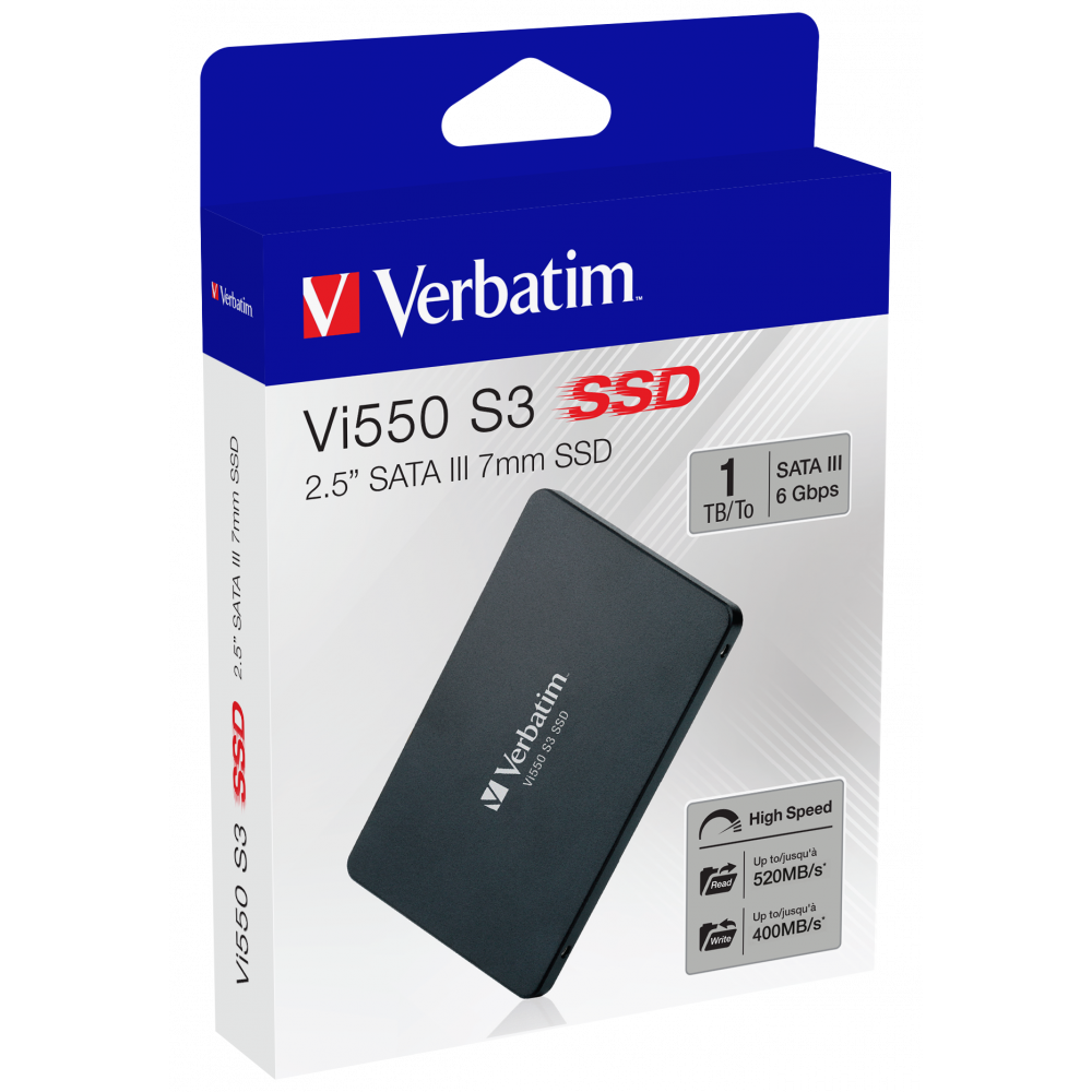 Внутренний накопитель Verbatim Vi550 S3 SSD 2,5'' SATA III 1TB, R/W 560/460 МБ/с