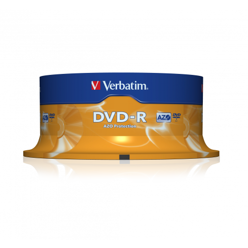 Оптический диск Verbatim DVD-R 4.7GB 16X AZO Matt Silver, Spindle, 25 шт