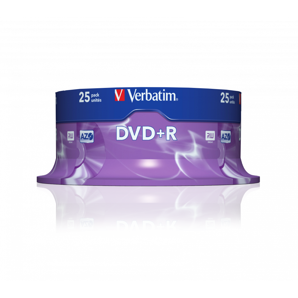 Оптический диск Verbatim DVD+R 4.7GB 16X AZO Matt Silver, Spindle, 25 шт