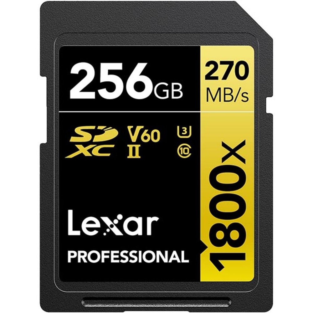Карта памяти Lexar Professional 1800x Gold SDXC 256GB UHS-II U3 V60, R/W 280/205 МБ/с