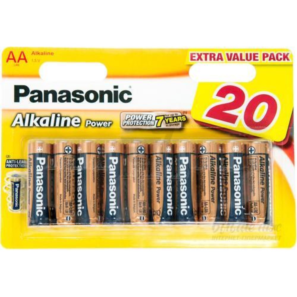 Батарейки Panasonic Alkiline power AA щелочные 20 шт