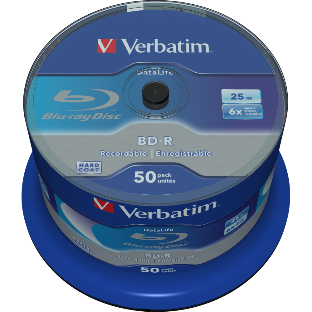 Оптический диск Verbatim BD-R SL 25GB 6X Datalife, Spindle, 50 шт