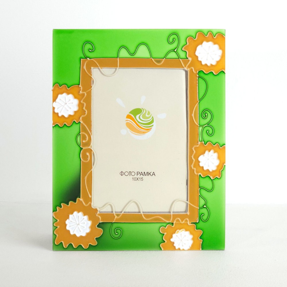 Фоторамка GT цветы 10x15, стекло/стекло, оранжевый (PG030)