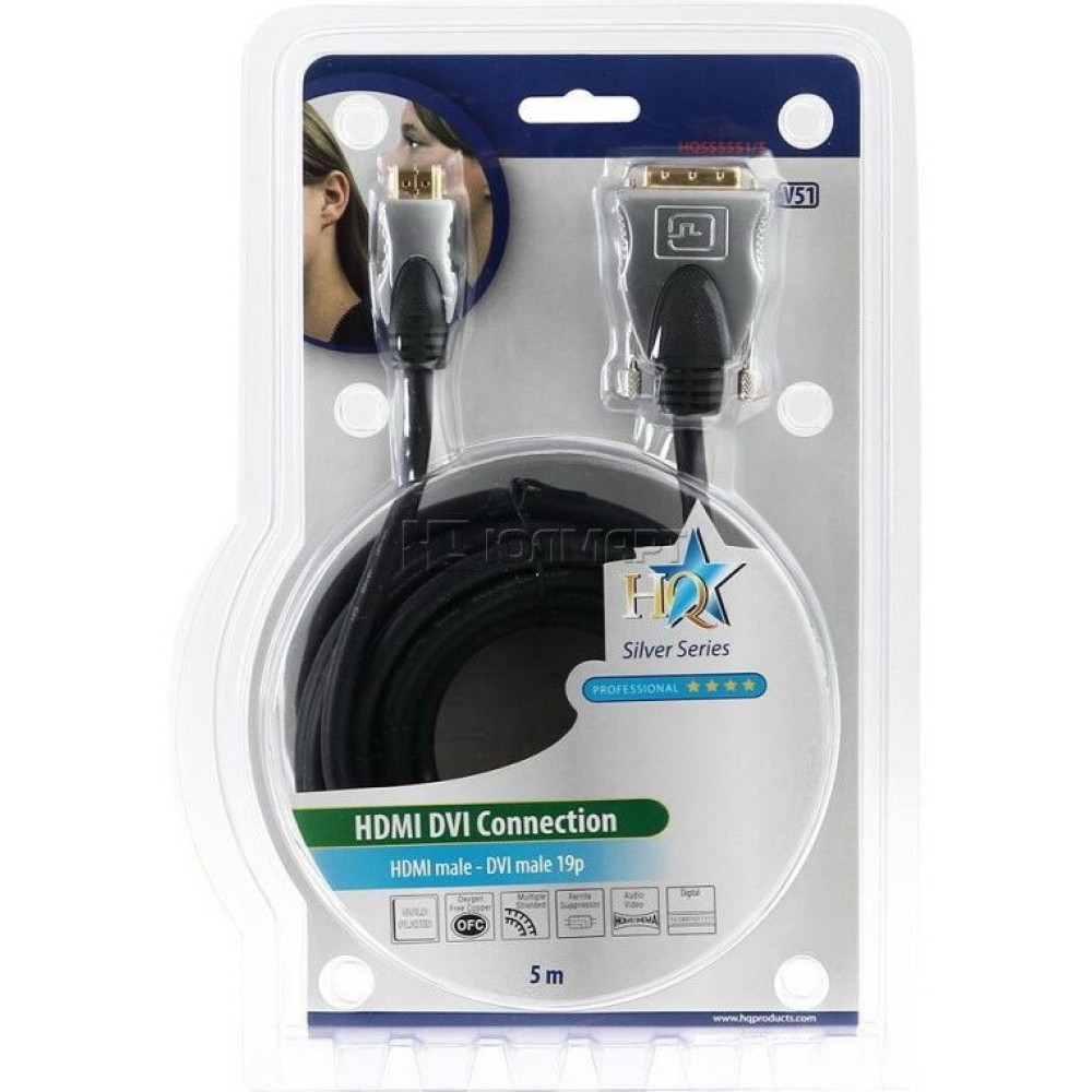 Кабель HQ HDMI - DVI 5.0 м