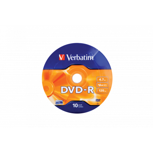 Оптический диск Verbatim DVD-R 4.7GB 16X AZO Matt Silver, Spindle, 10 шт