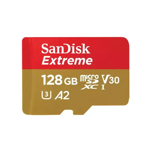 Карта памяти SanDisk Extreme microSDXC 128GB UHS-I U3 V30 A2, R/W 190/90 МБ/с для мобильных игр