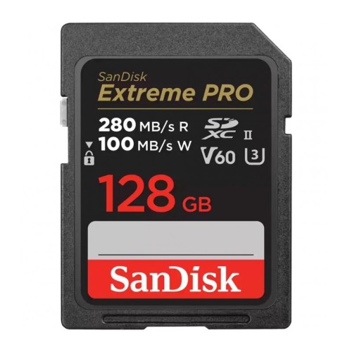 Карта памяти SanDisk Extreme Pro SDXC 128GB UHS-II U3 V60, R/W 280/100 МБ/с